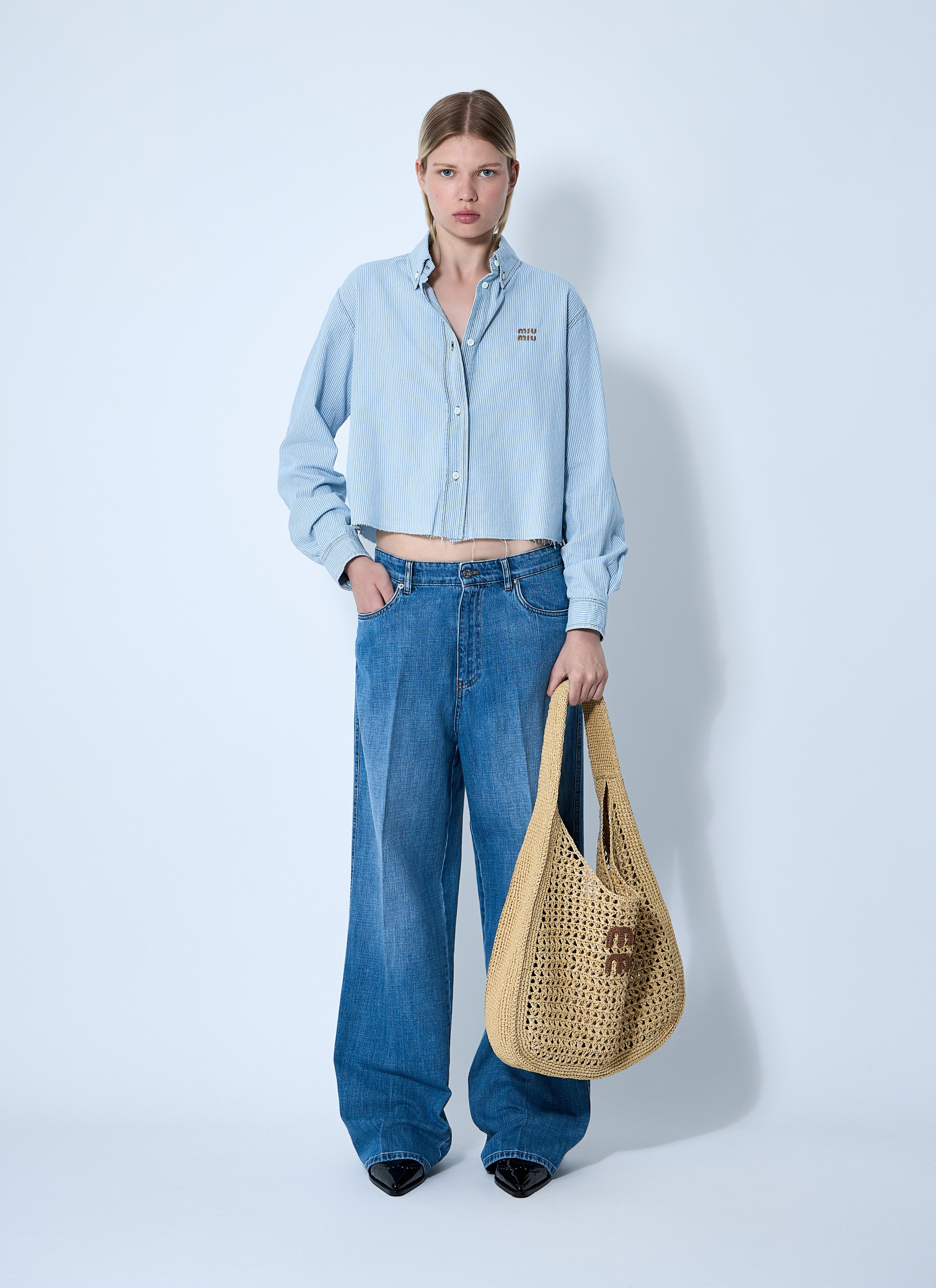Miu Miu Women Striped Logo Motif Shirt - 2