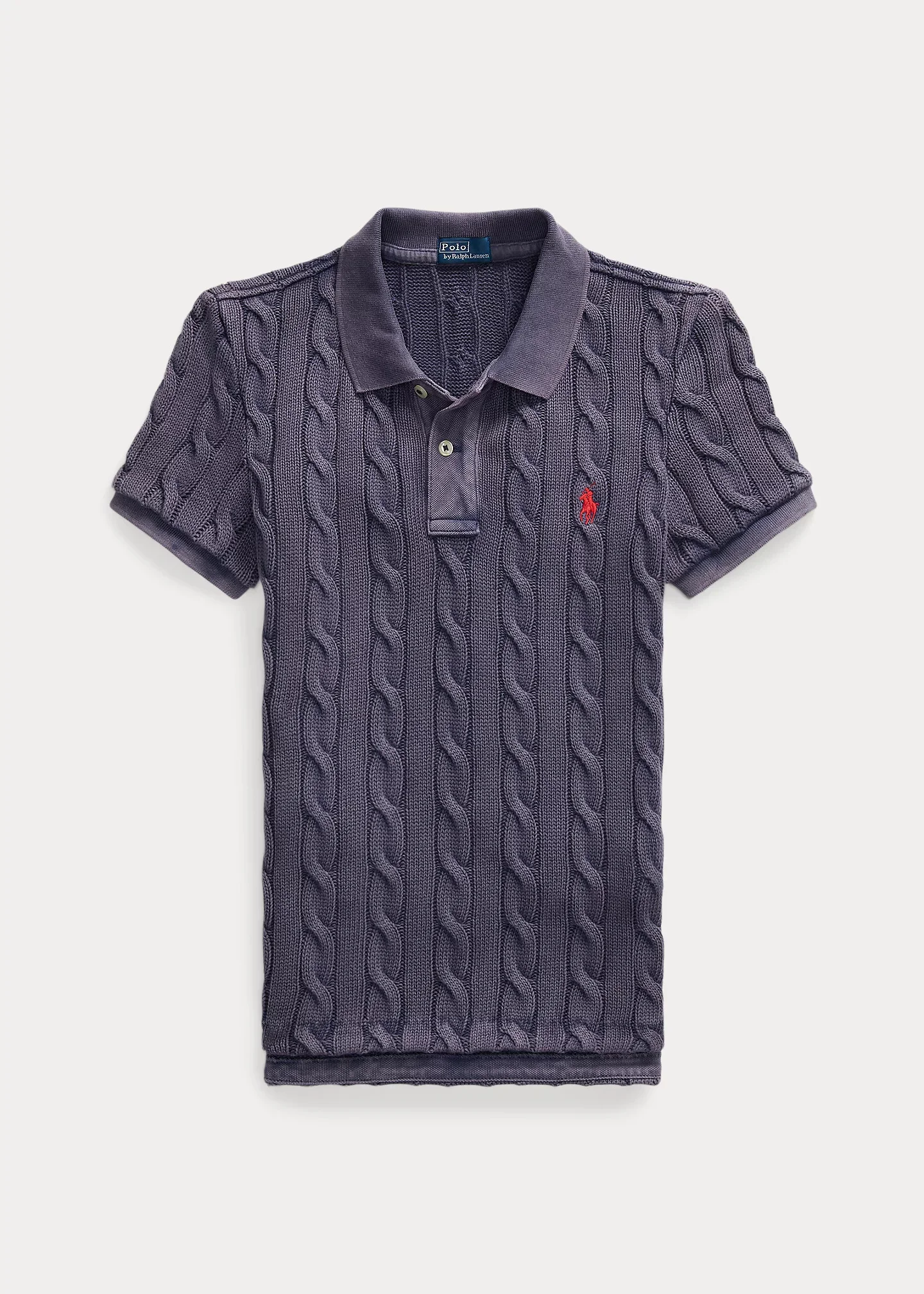 Cable-Knit Polo Shirt - 1