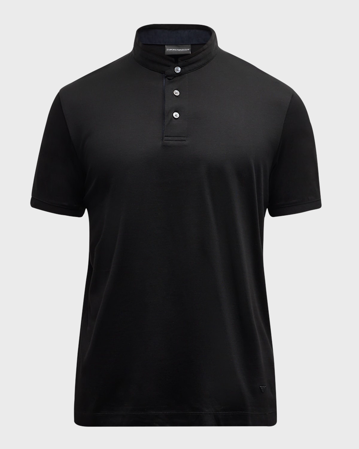 Men's Jersey Nehru-Collar Polo Shirt - 1