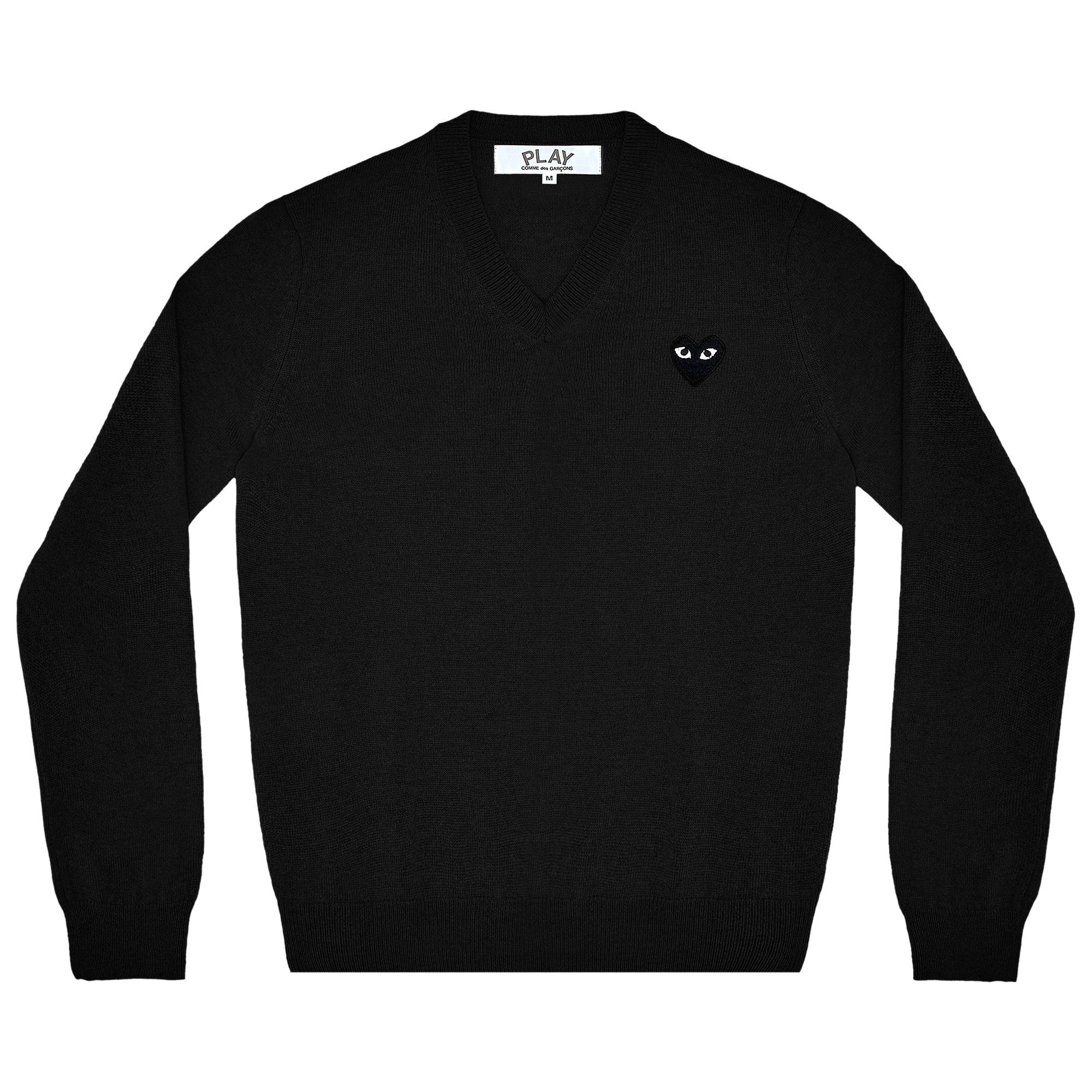 Comme des Garçons PLAY Heart V-Neck Pullover 'Black' - 1