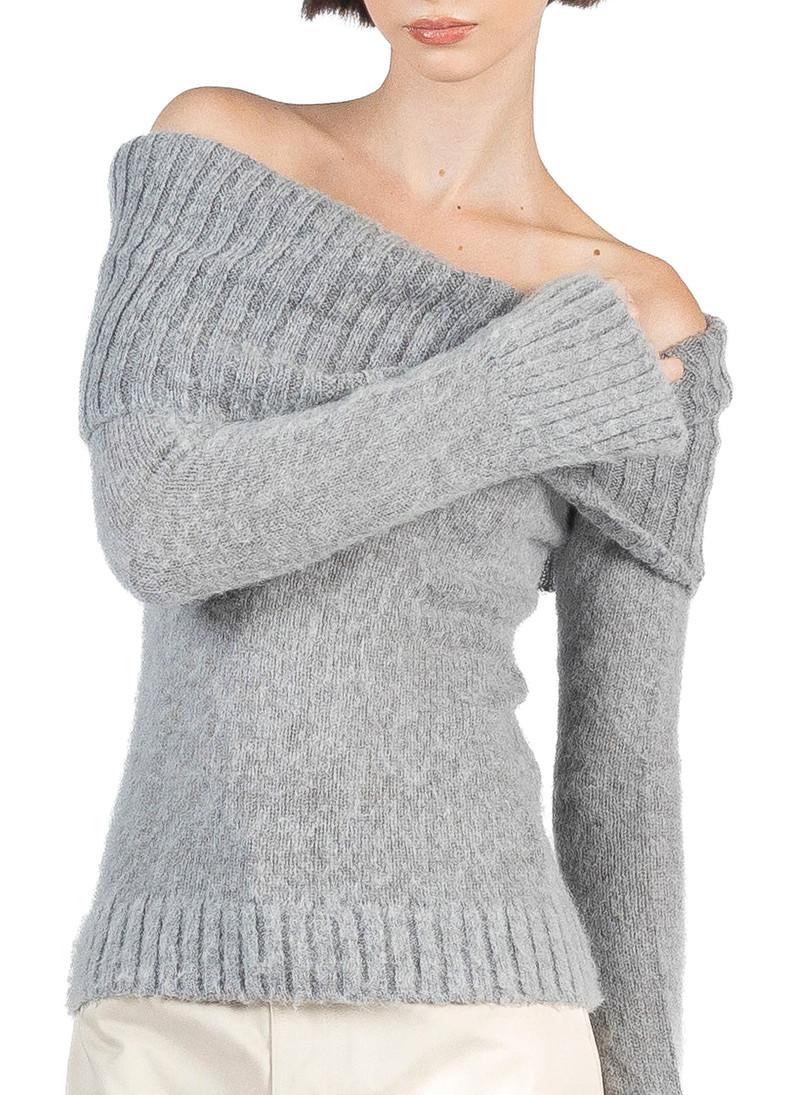 Elleme Mohair Off Shoulder Jumper Grey outlook
