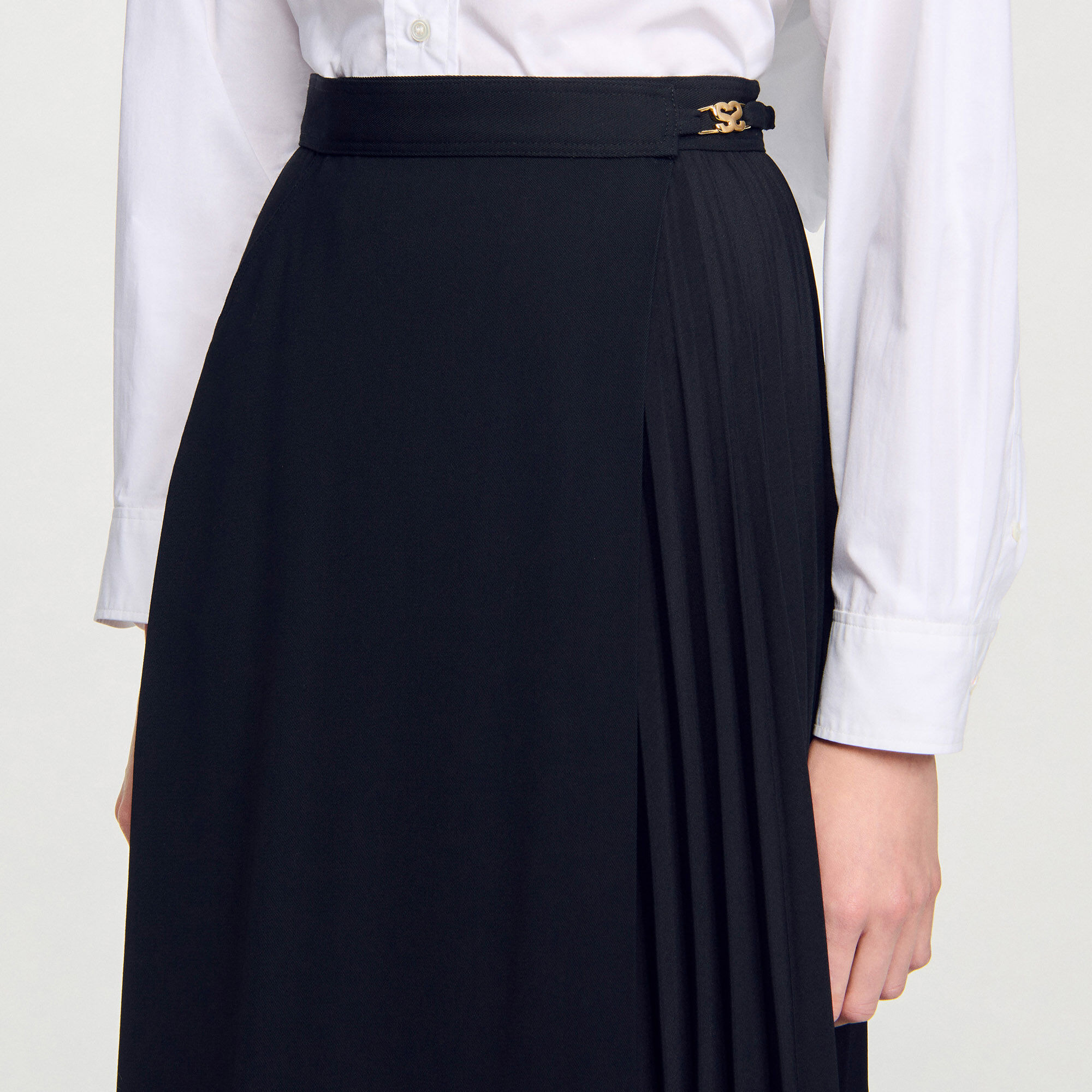 CURB CHAIN BUCKLE PLEATED SKIRT - 3