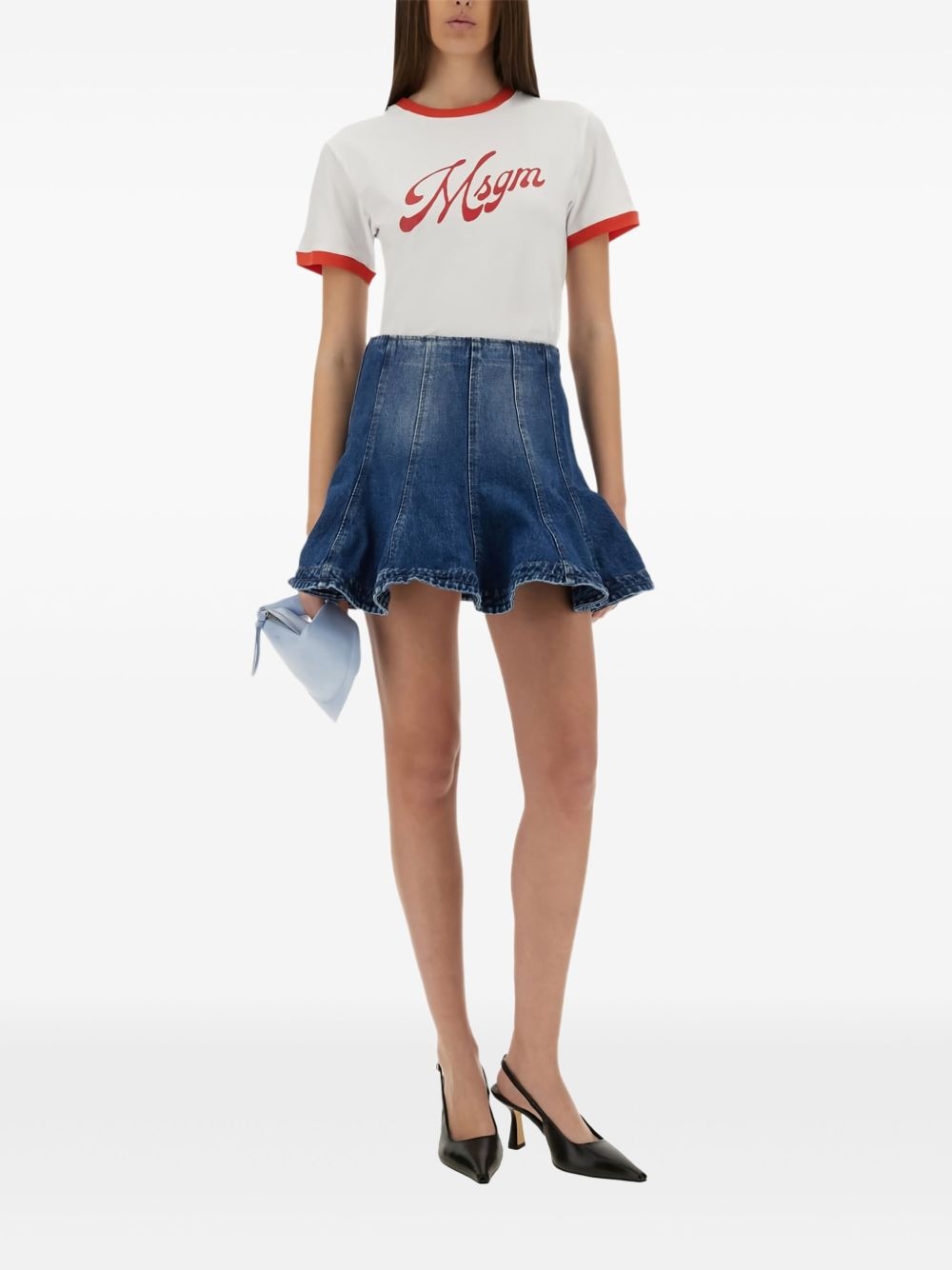 contrast-trim logo-print T-shirt - 2
