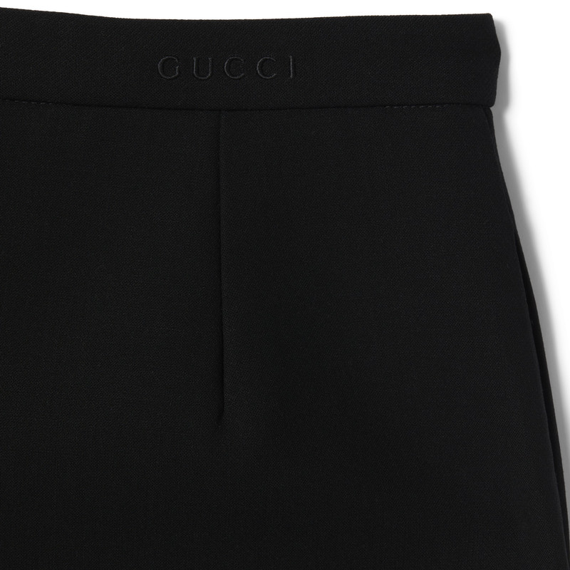 Wool crêpe skirt with Gucci detail 6