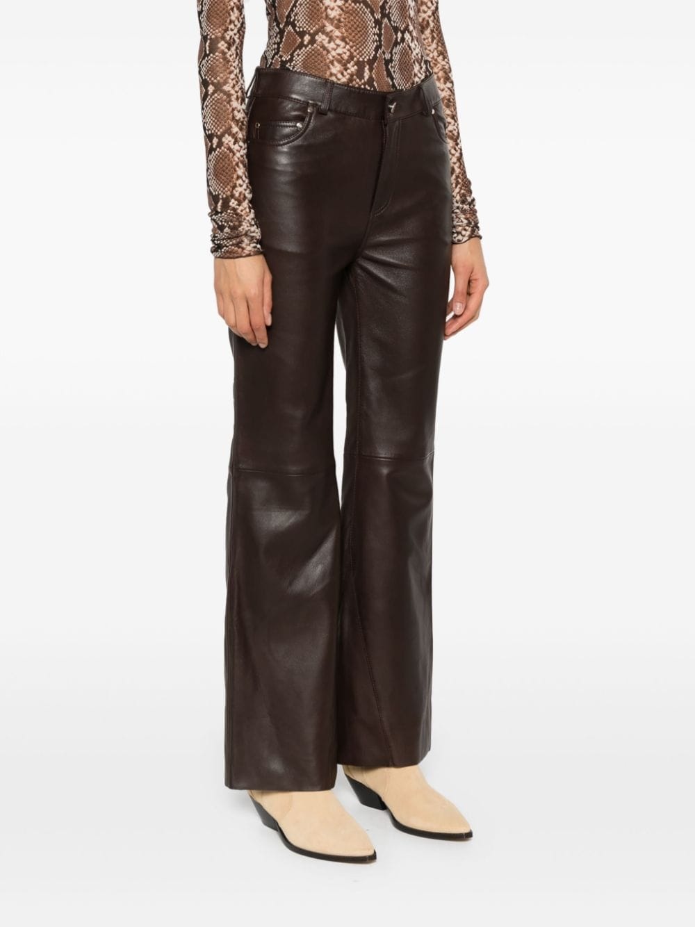 straight-leg leather trousers - 3