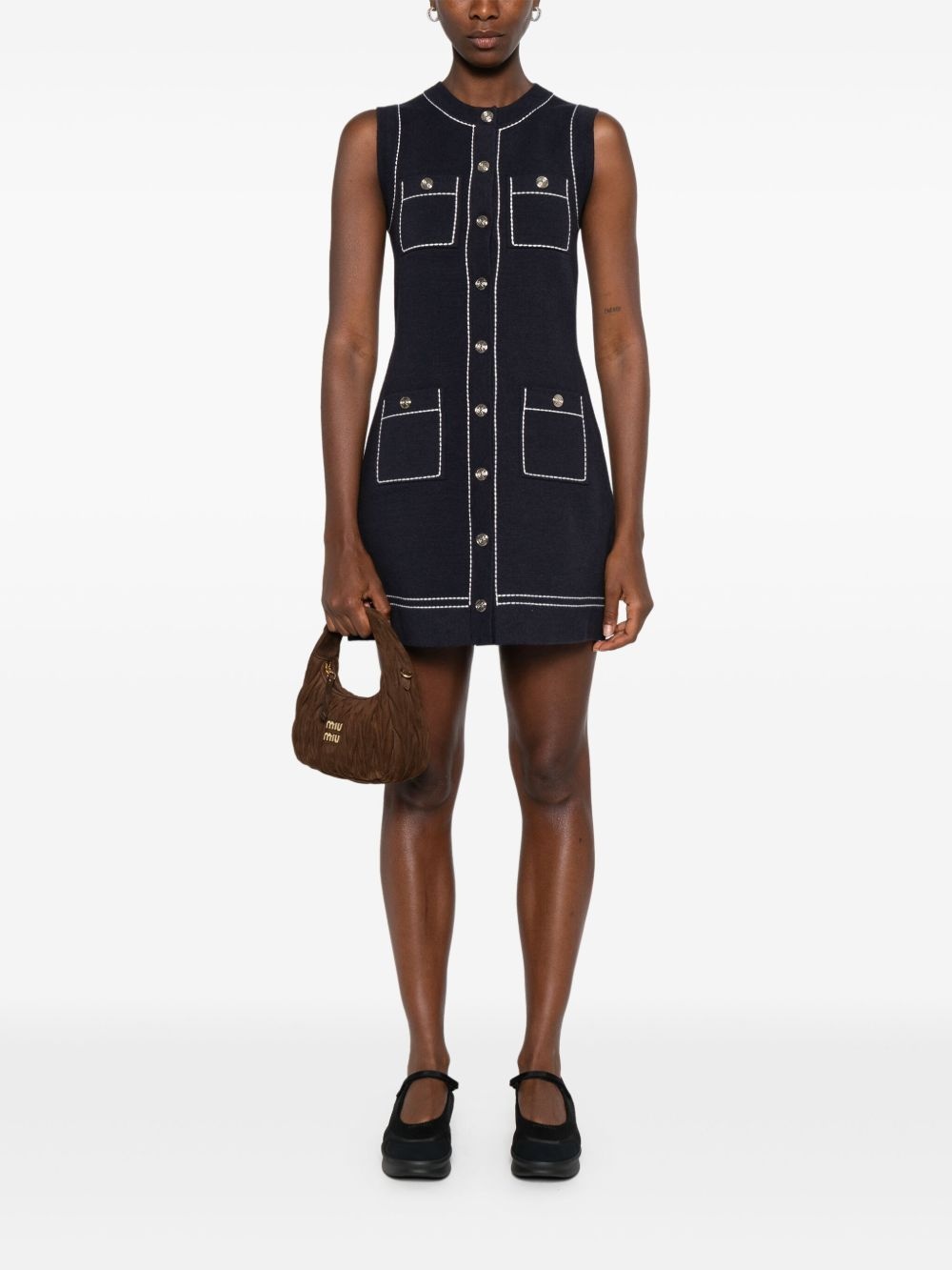 contrast-stitch mini dress - 2