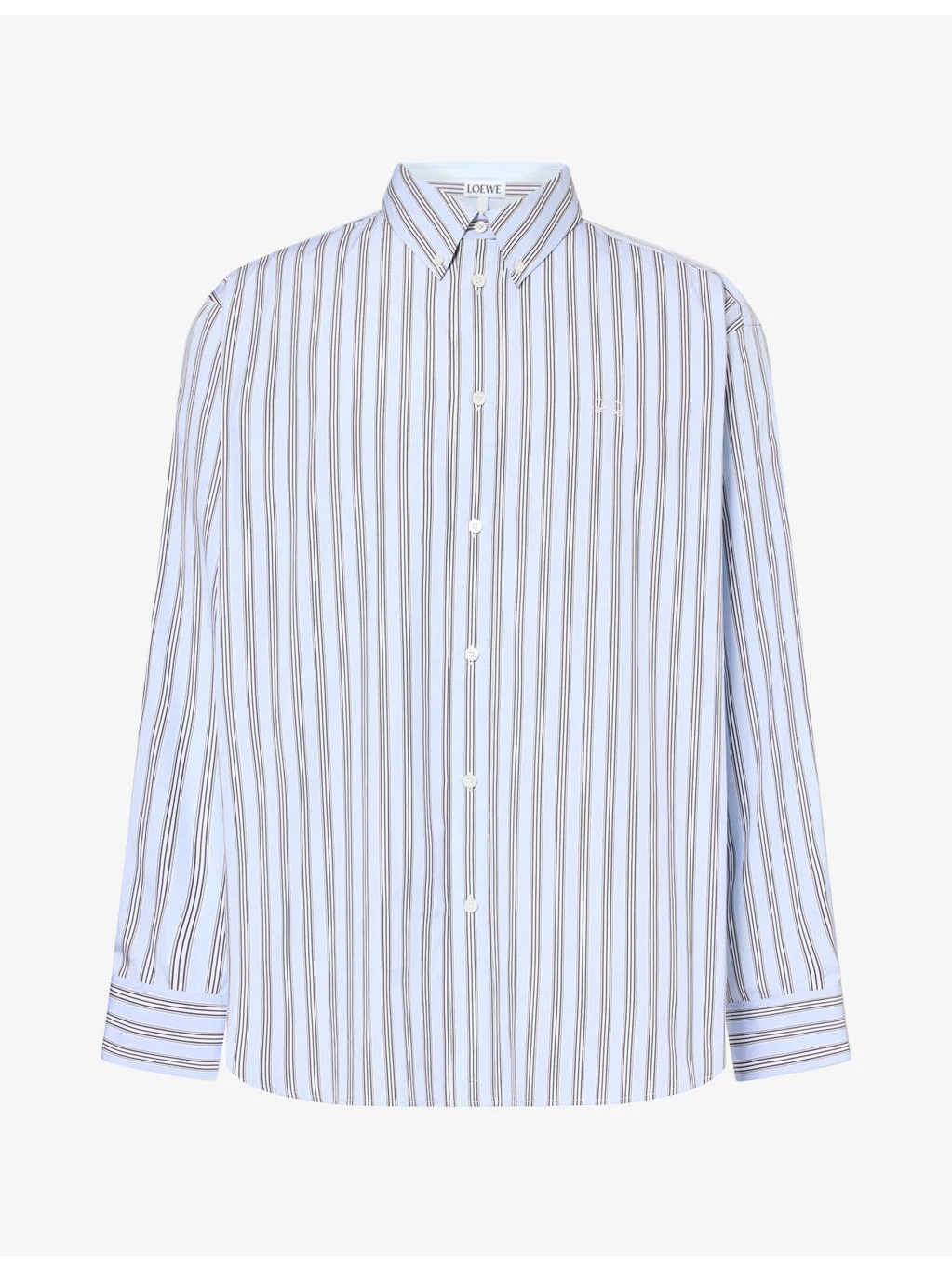 Embroidered-Logo Striped Cotton Shirt - 1