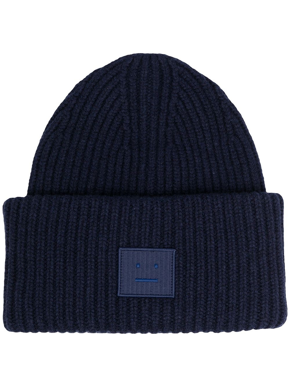 face-patch knitted beanie - 1