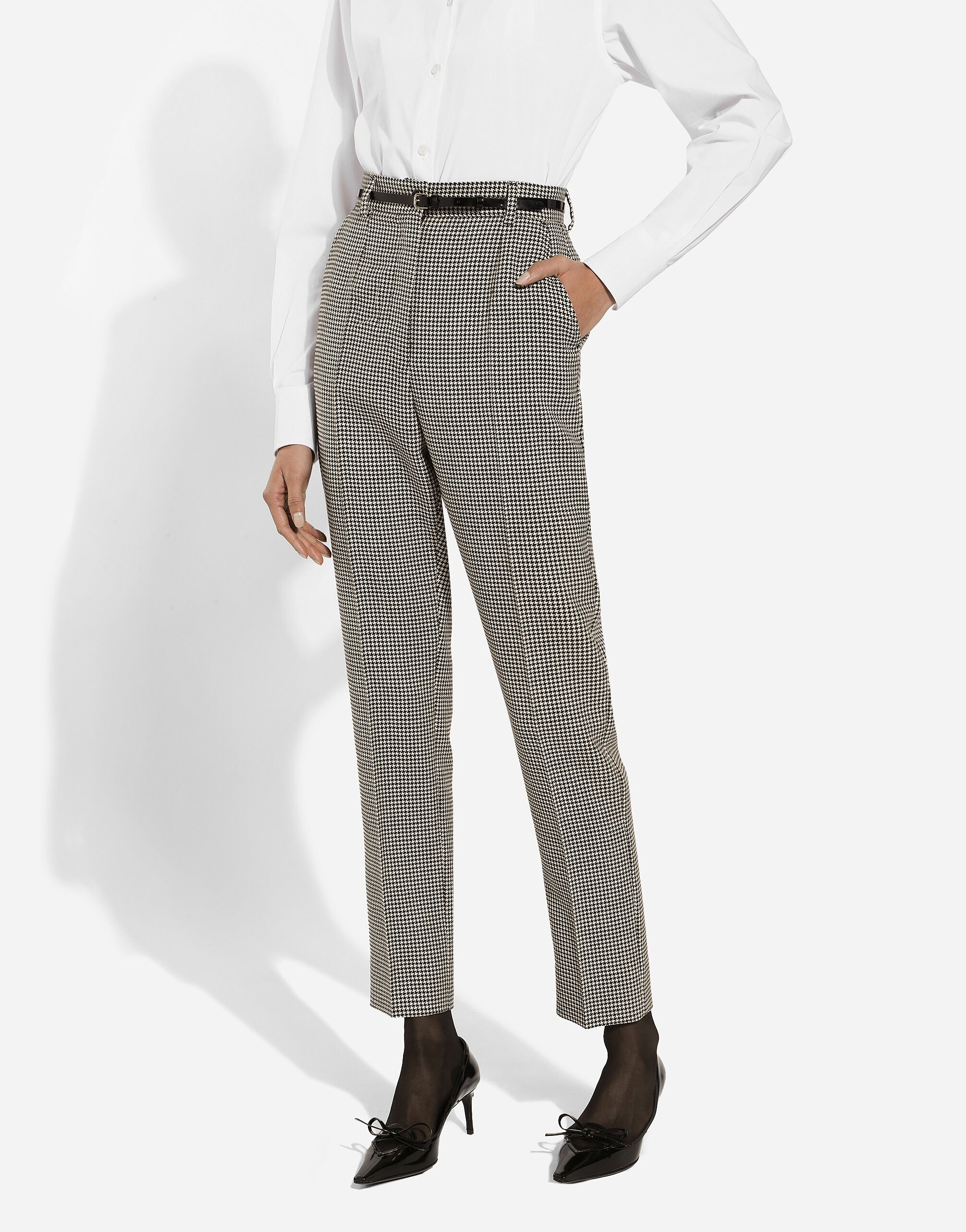 Tailored wool houndstooth pants - 4