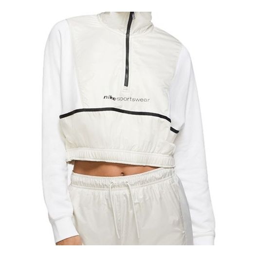 (WMNS) Nike Sportswear Zipper Cardigan Tops Short 'White' CU6383-100 - 1