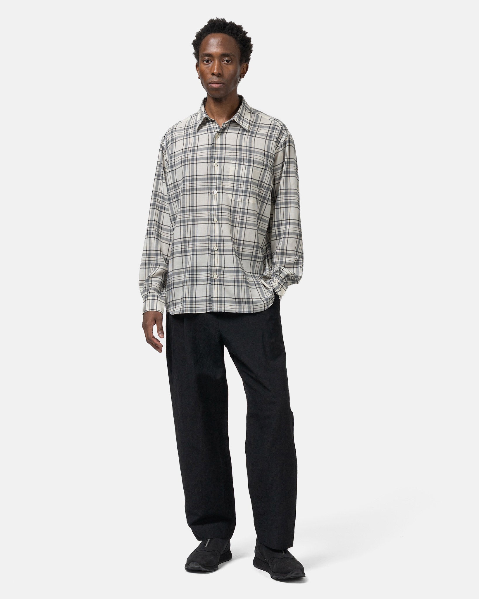 トップス SOPHNET SUMMER WOOL CHECK S/S SHIRT SOPH. | SUMMER WOOL CHECK S/S SHIRT(S WHITE):