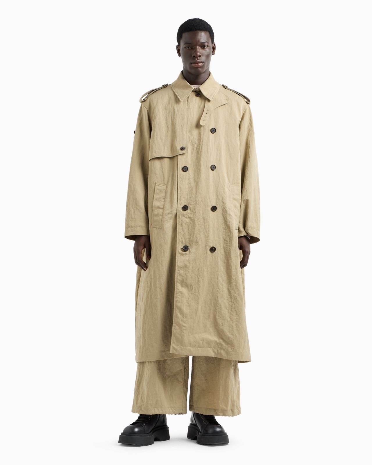 DOUBLE-BREASTED TRENCH COAT WITH BELT IN TECHNICAL TWILL - 2