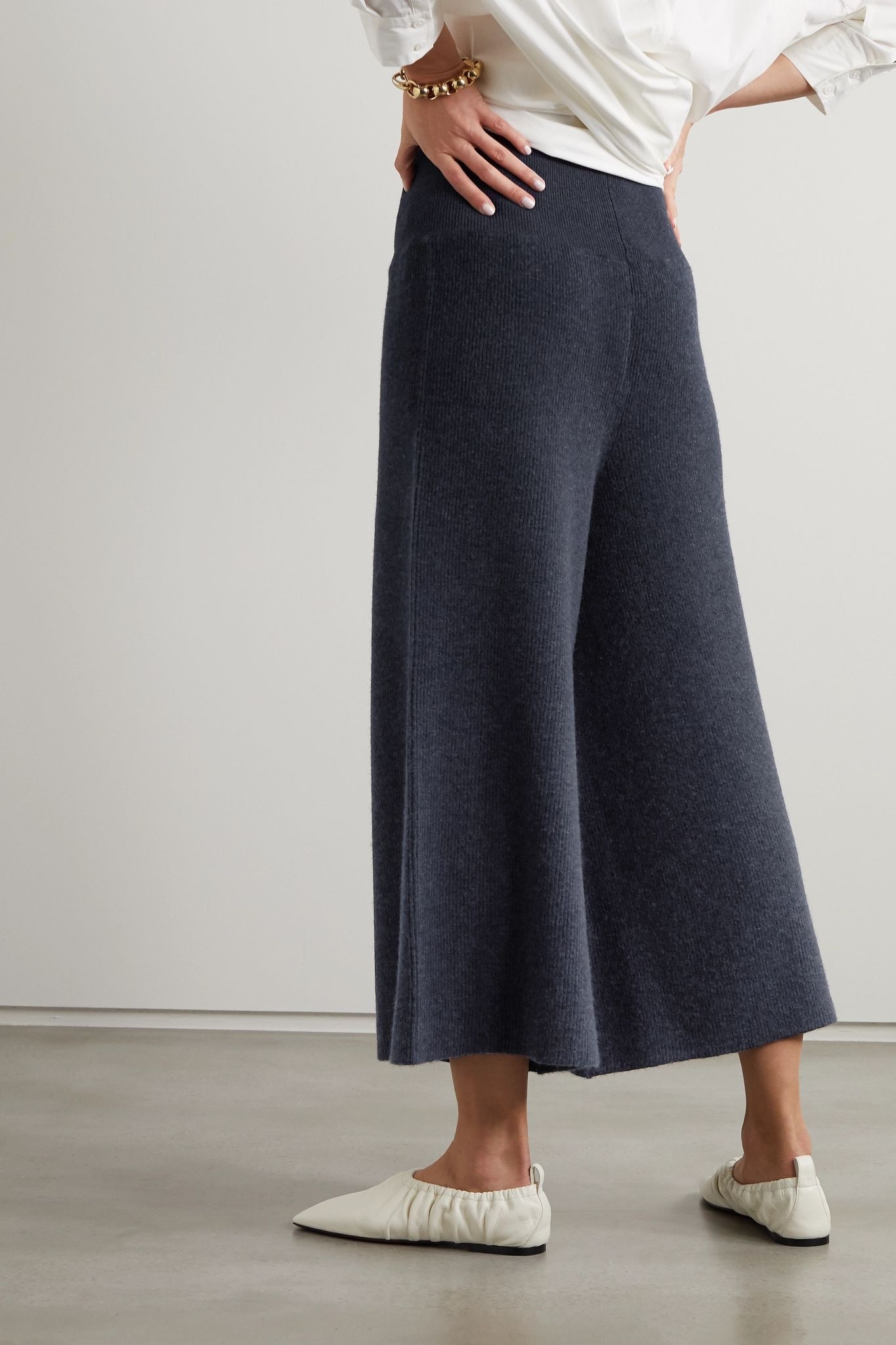 Ribbed mélange wool and alpaca-blend culottes - 3