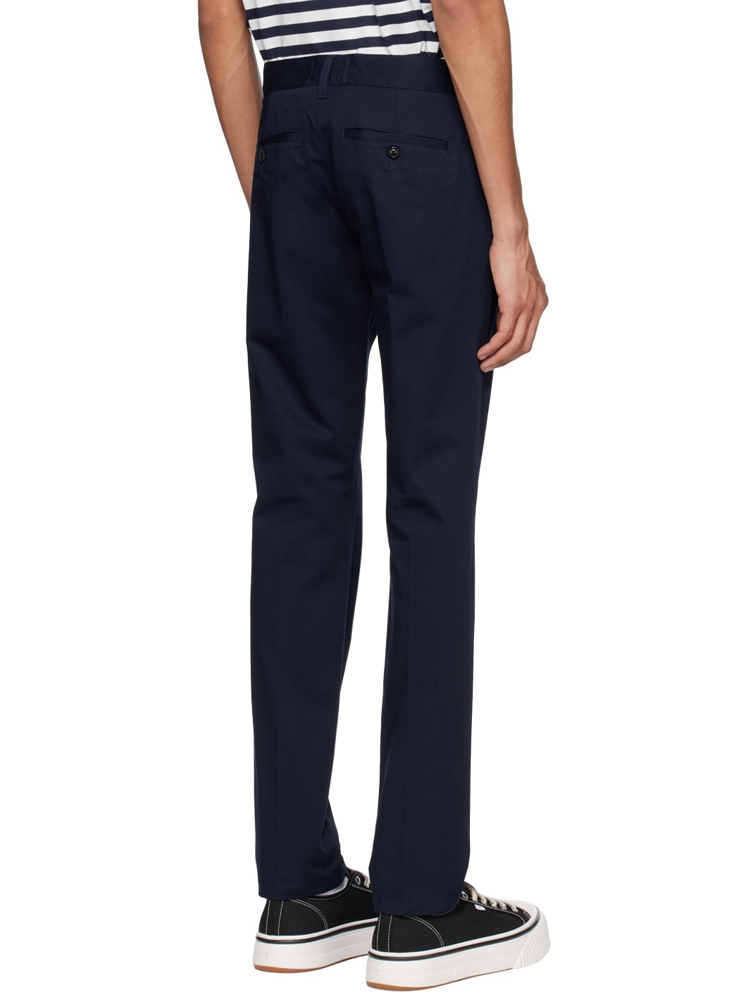 Navy Straight-Leg Trousers - 3