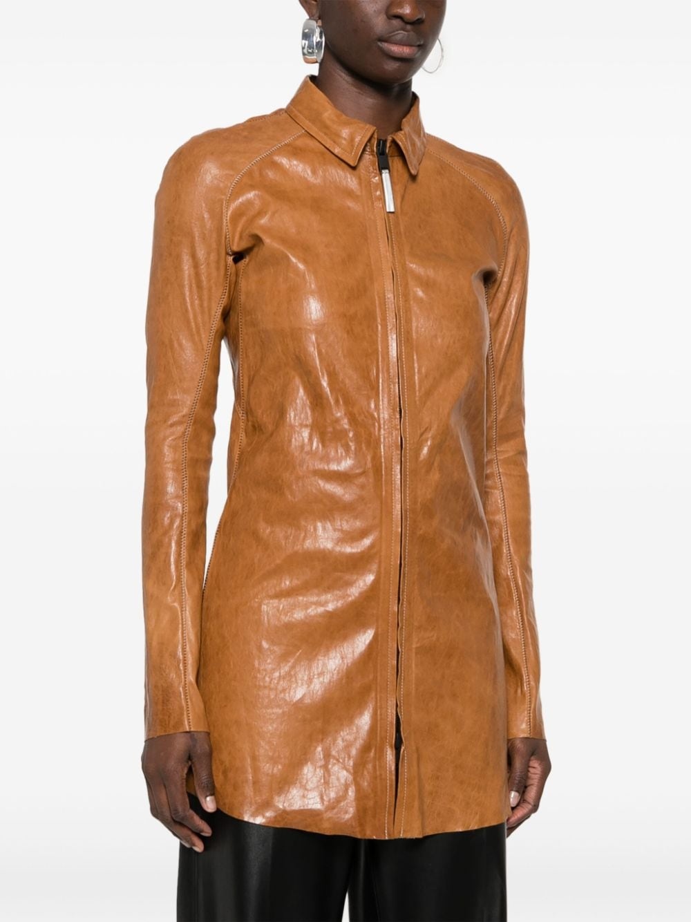 exposed-seam leather jacket - 3