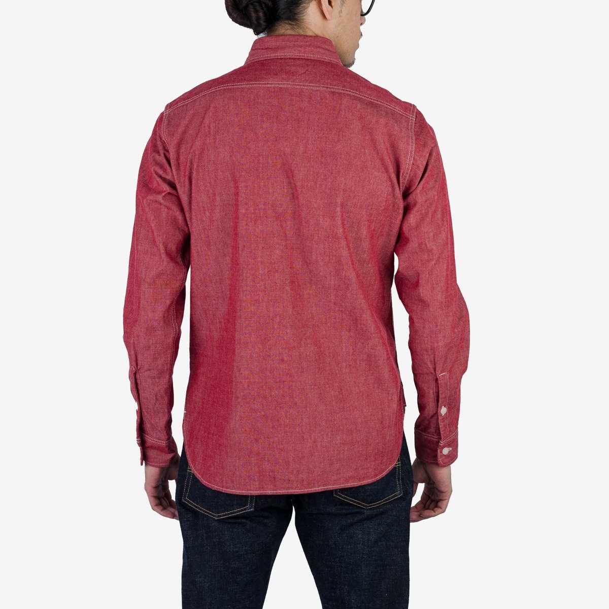 IHSH-363-RED 10oz Organic Chambray Work Shirt - Red - 5