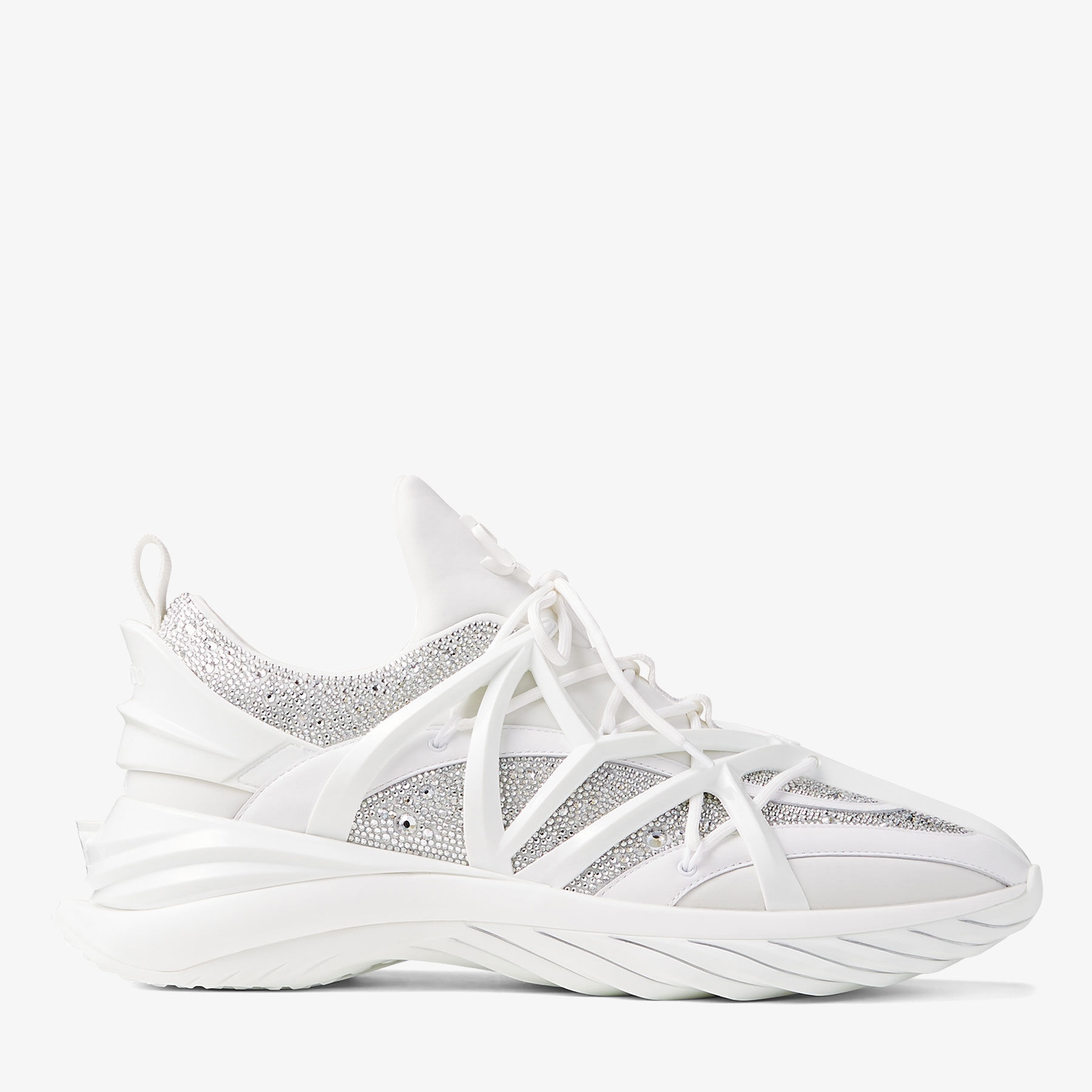 Cosmos/M
White Neoprene and Leather Low-Top Trainers with Crystals - 1