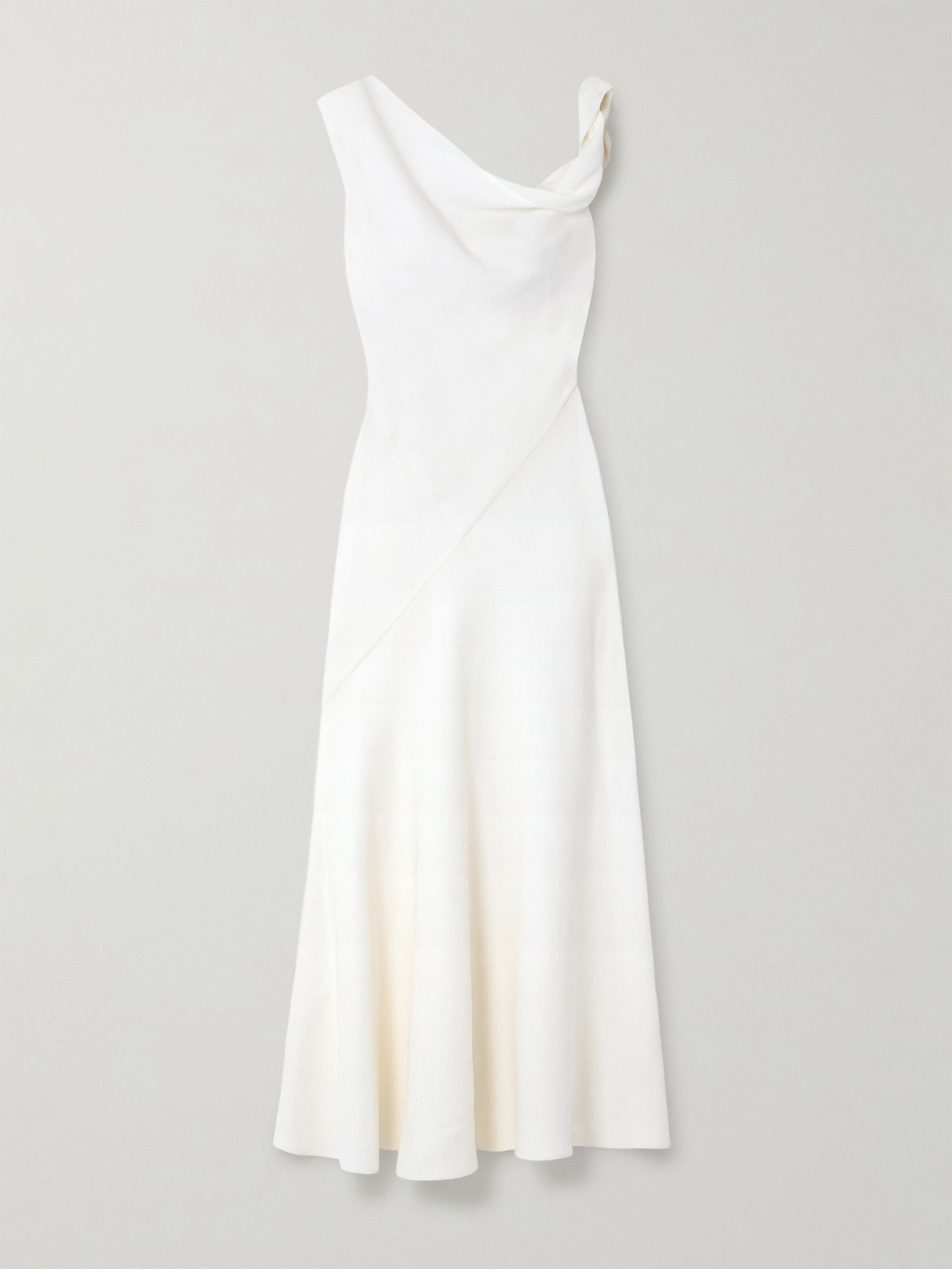 Violetta asymmetric paneled silk-crepe gown White - 1