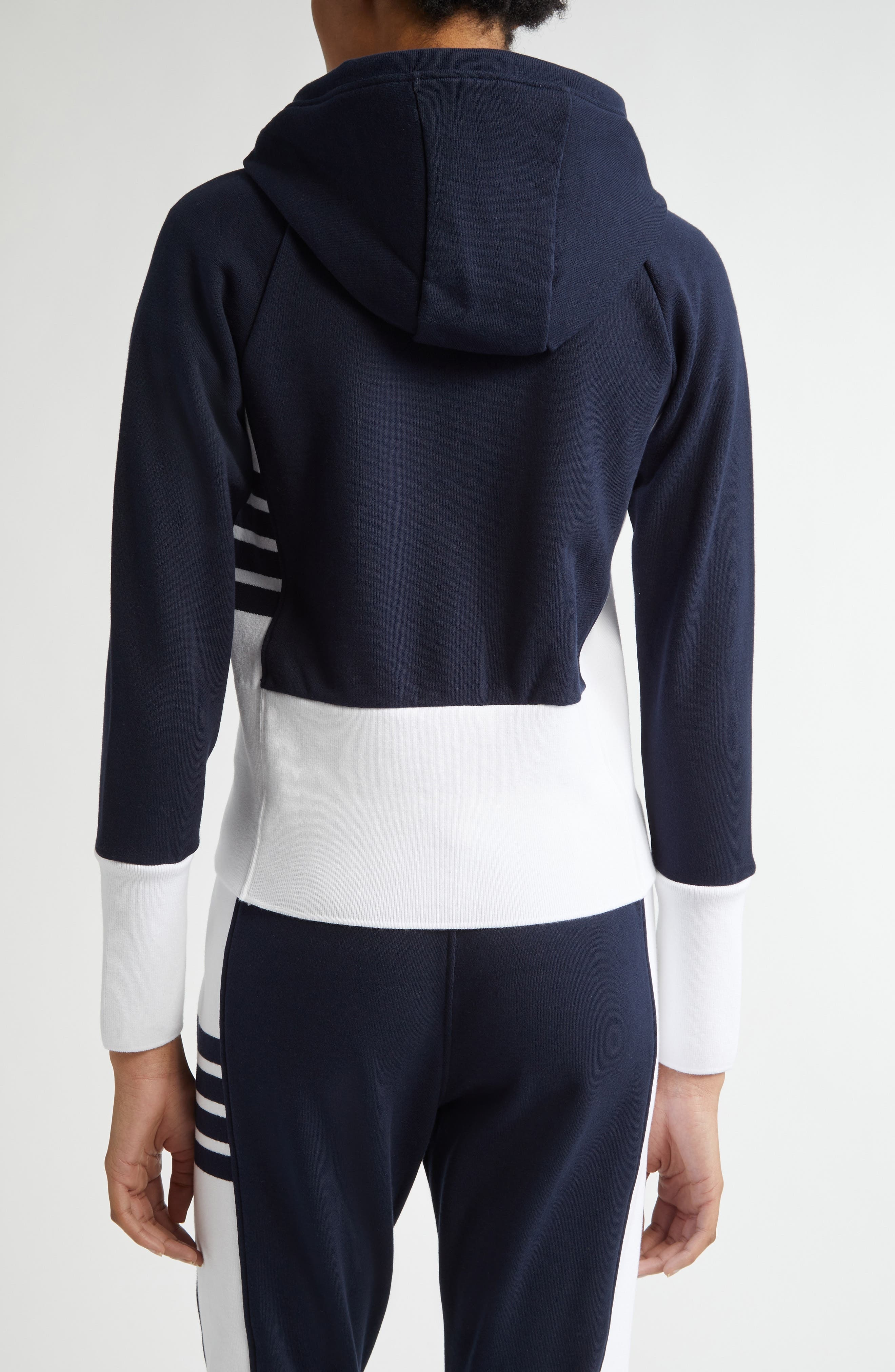 Thom Browne 4-Bar Colorblock French Terry Zip Hoodie in Navy at Nordstrom - 3