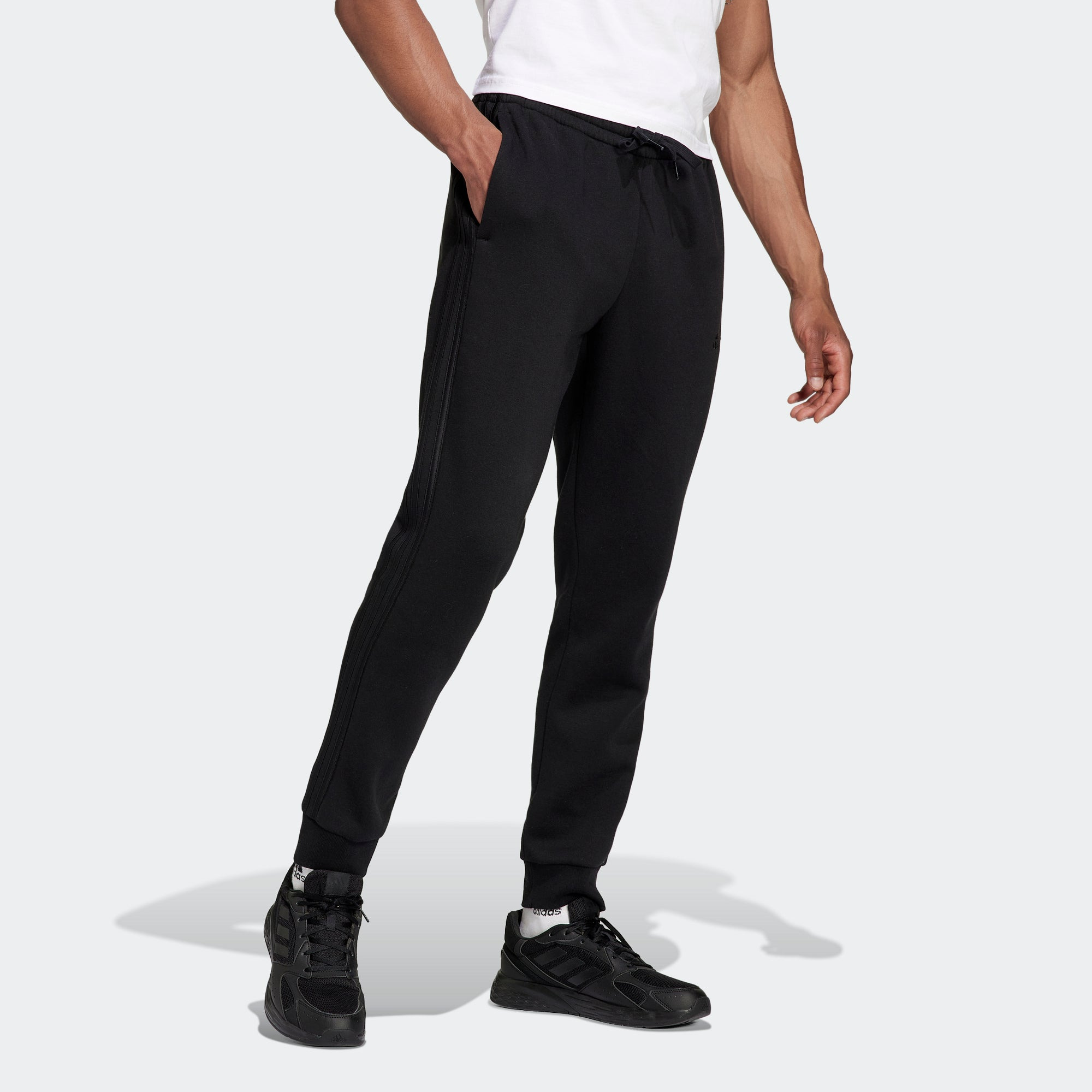 Men's adidas 3s Fl Tc Pt Casual Breathable Sports Bundle Feet Long Pants/Trousers Black H57046 - 4