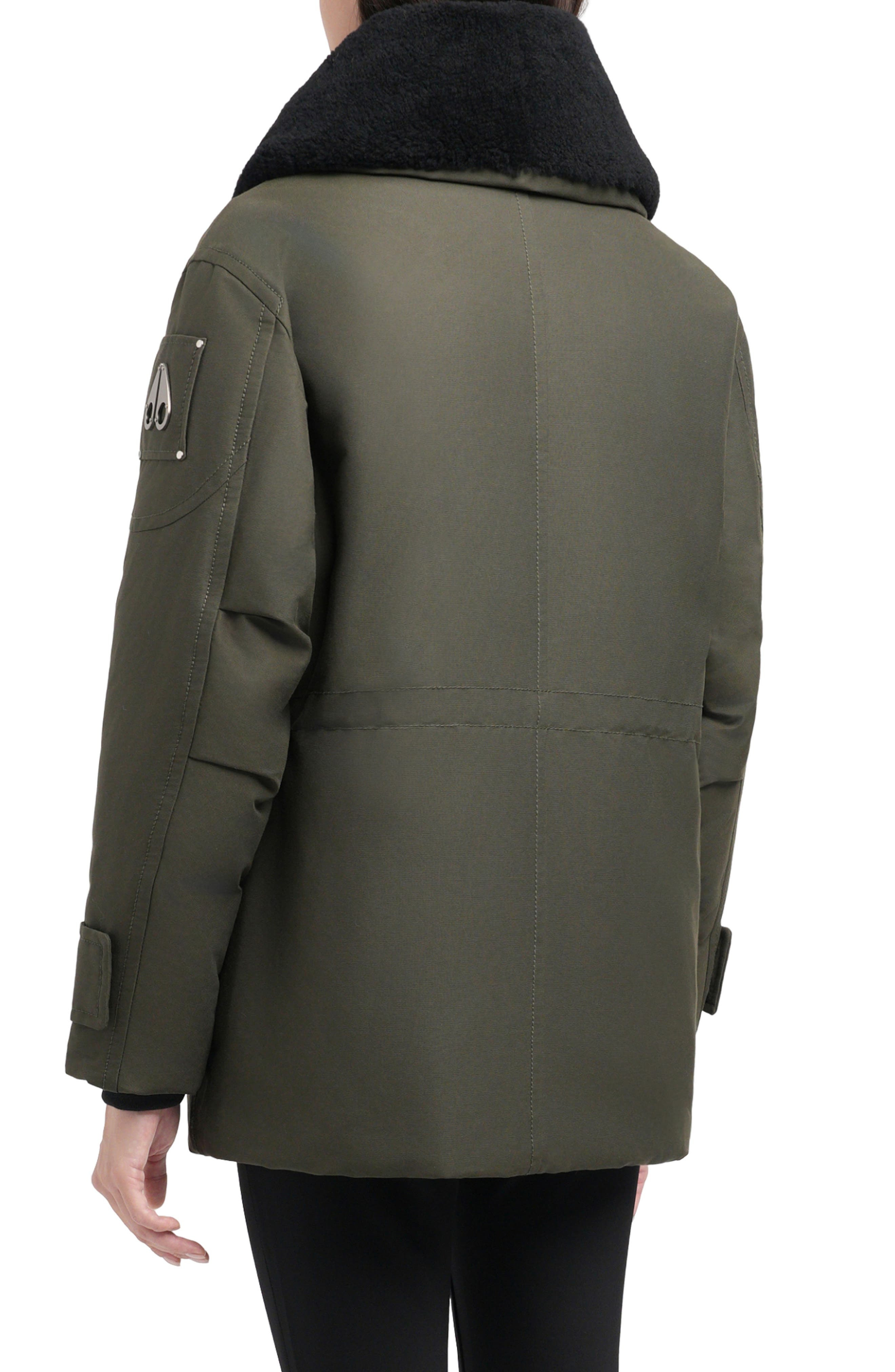 Moose Knuckles Aurora Water Repellent Genuine Shearling Lined 800 Fill Power Down Jacket in Dark Oli - 2