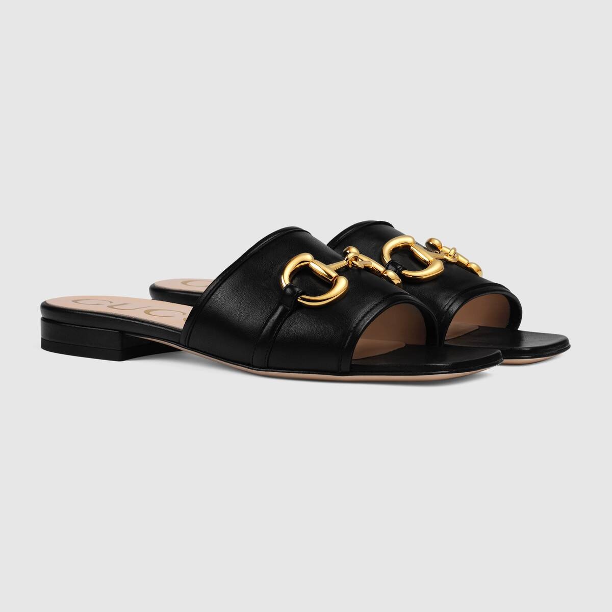 Women's leather slide sandal with Horsebit - 2