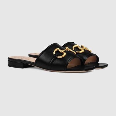 GUCCI Women's leather slide sandal with Horsebit outlook