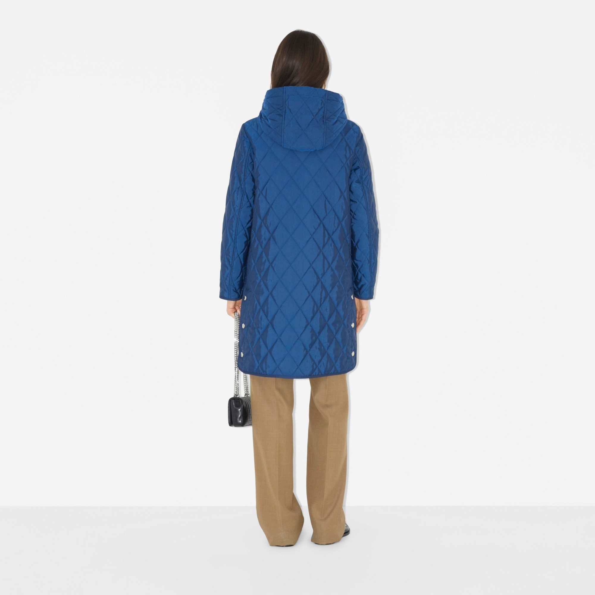 Diamond Quilted Nylon Hooded Coat - 4