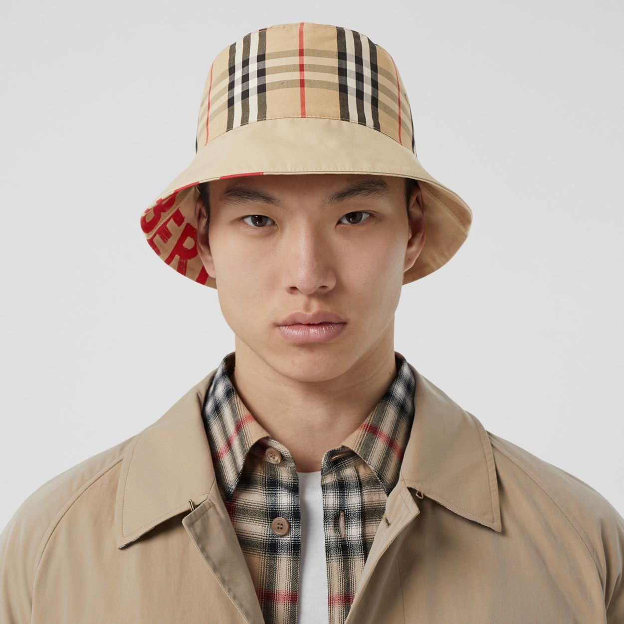 Reversible Logo Print Cotton Gabardine Bucket Hat - 4