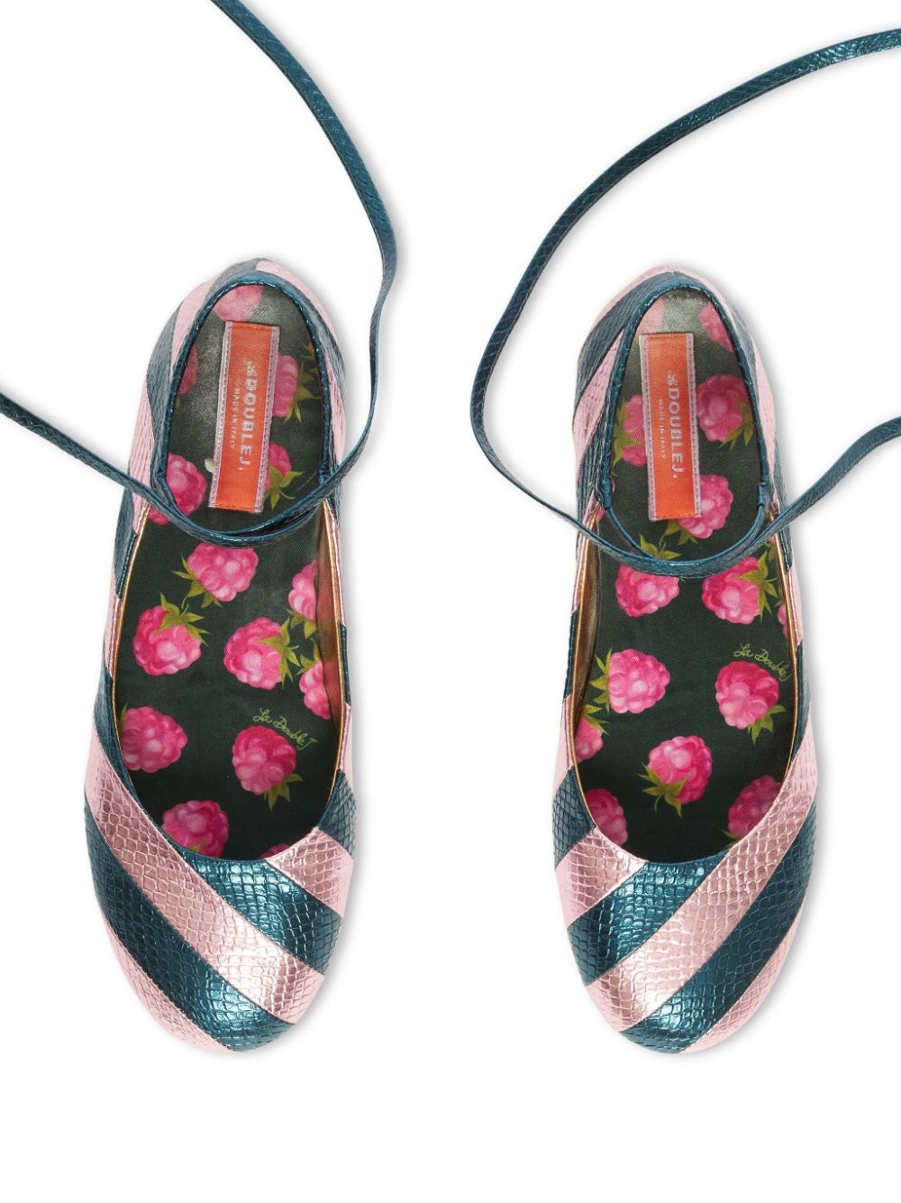 striped snakeskin-effect ballerina shoes - 3