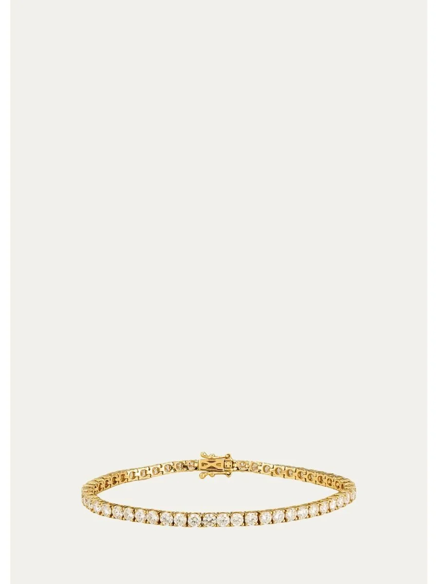 18K Yellow Gold Large Hepburn Diamond Tennis Bracelet - 1