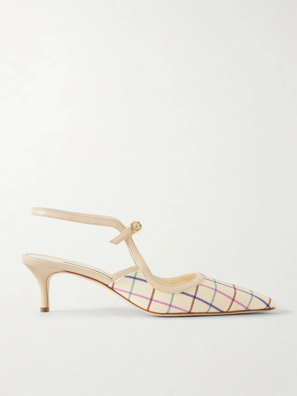 Atochas 50 Leather-trimmed Checked Canvas Pumps - 1