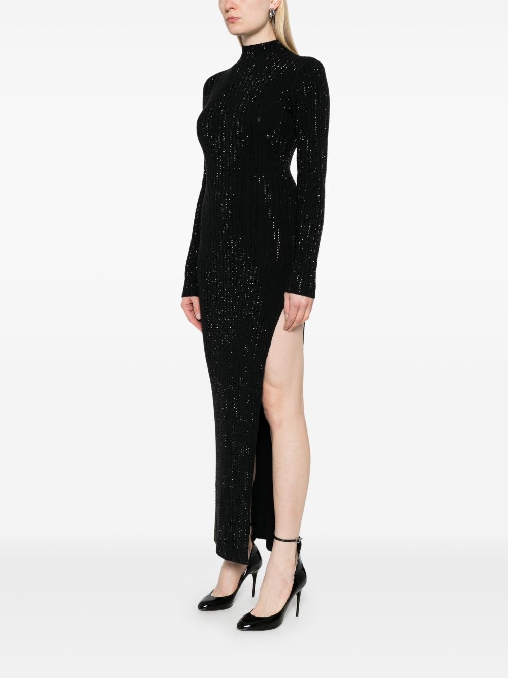 rhinestone knitted maxi dress - 3