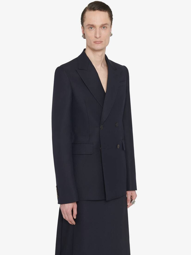 Men's Neat Shoulder Double-breasted Jacket in Navy 5
