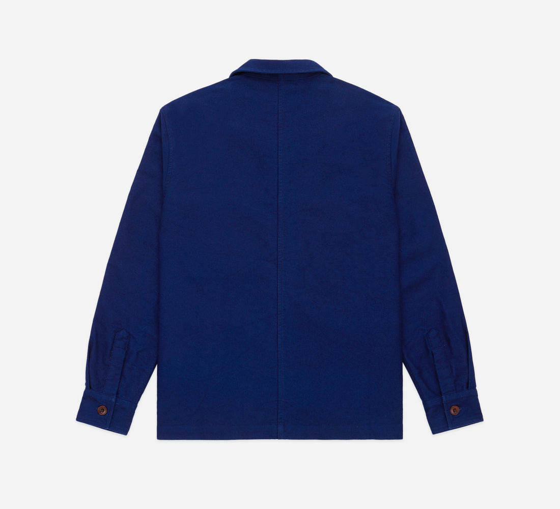 French Work Jacket - Washed Indigo Moleskin - 2