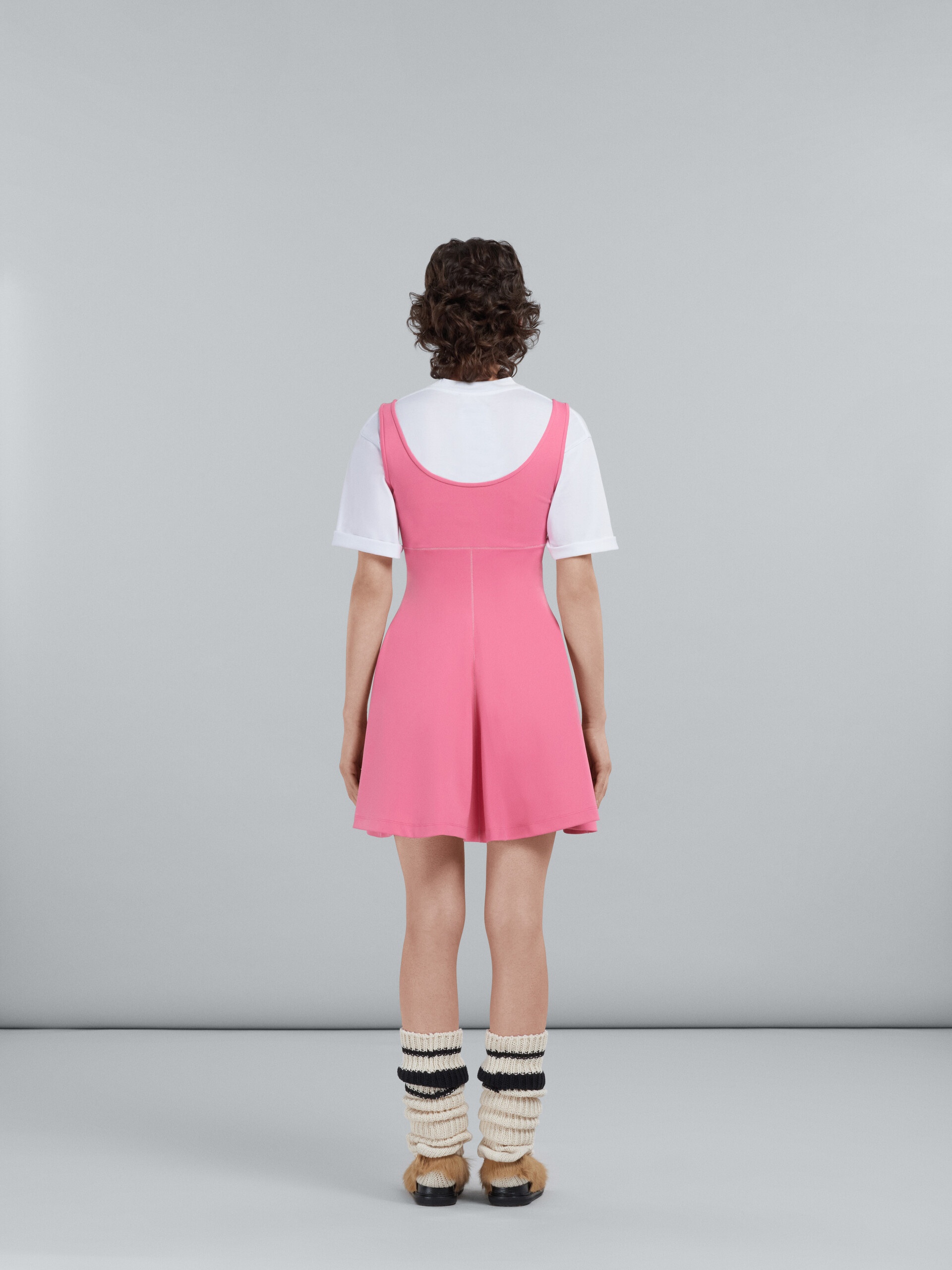 SHORT DRESS IN PINK STRETCH FABRIC - 3