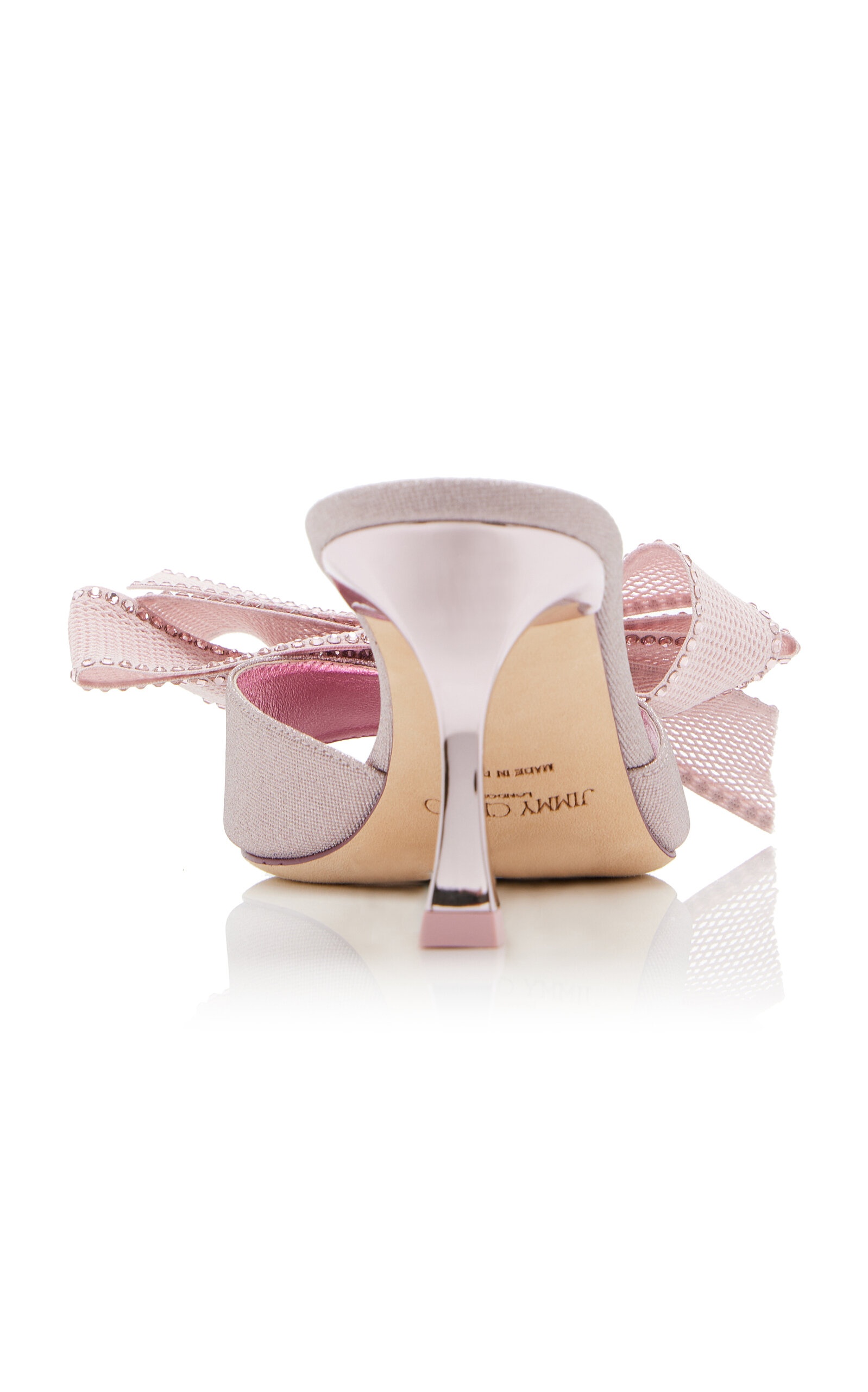 JIMMY CHOO Jodi Bow-Embellished Glittered Mules pink