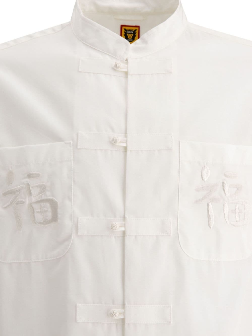 logo-embroidered mandarin-collar shirt - 3