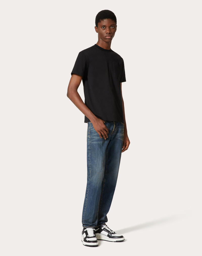 Valentino COTTON T-SHIRT WITH TOPSTITCHED V DETAIL outlook