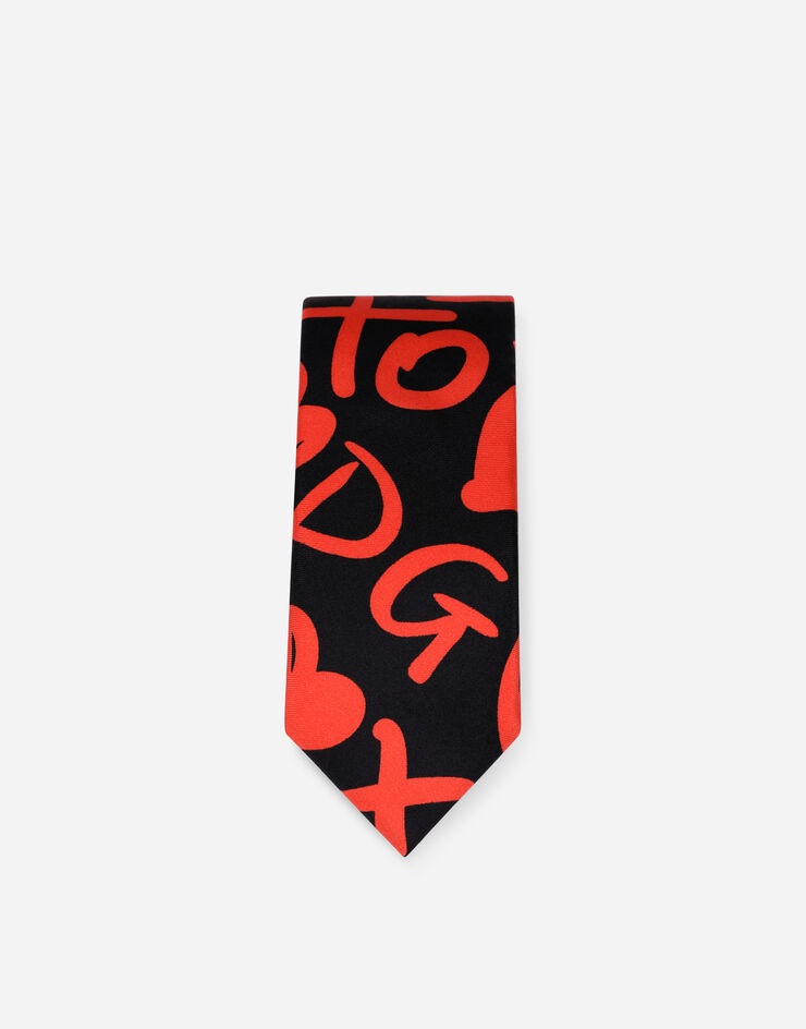 6-cm silk blade tie with DG heart print - 2