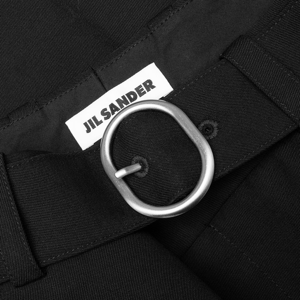 GABARDINE BELTED TROUSERS - BLACK - 3