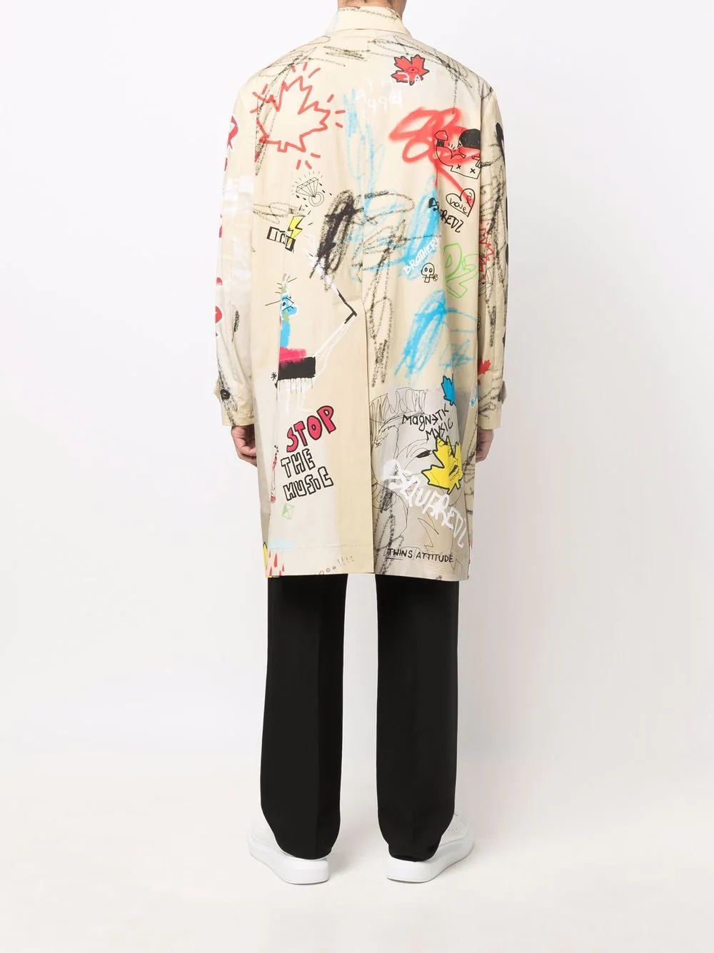 graphic-print single-breasted coat - 4