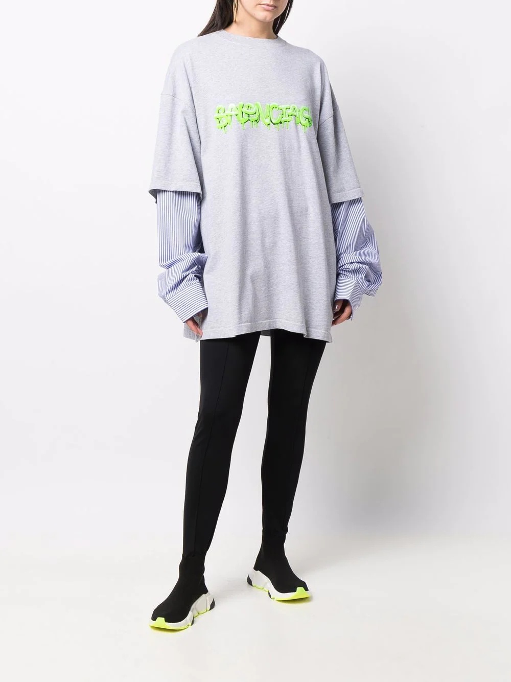 slime logo layered sleeve T-shirt - 3