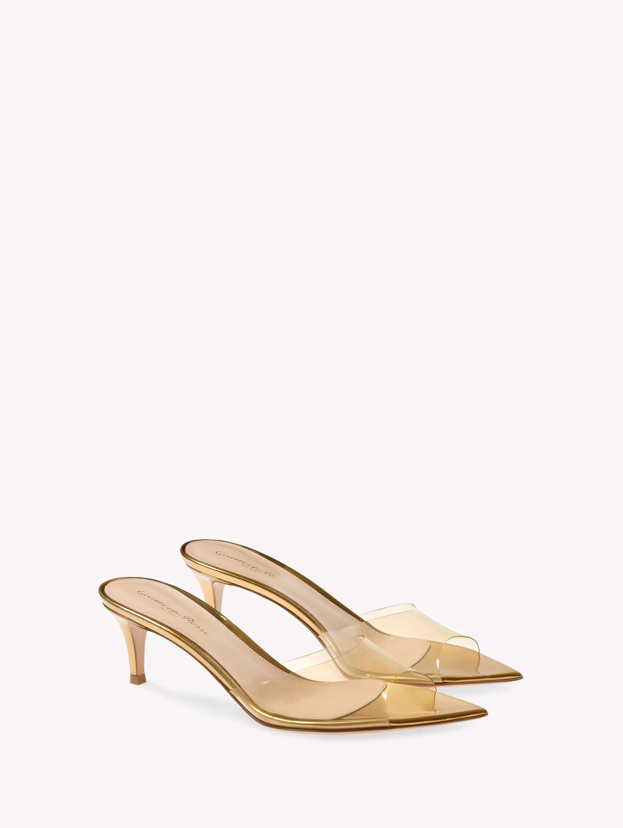 Gianvito Rossi Elle 55 Mules in Metallic Gold Plastic at Nordstrom - 2