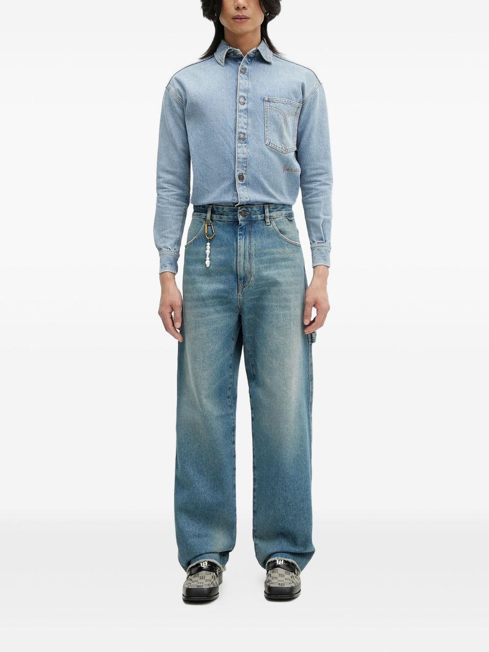 open-back denim shirt - 3