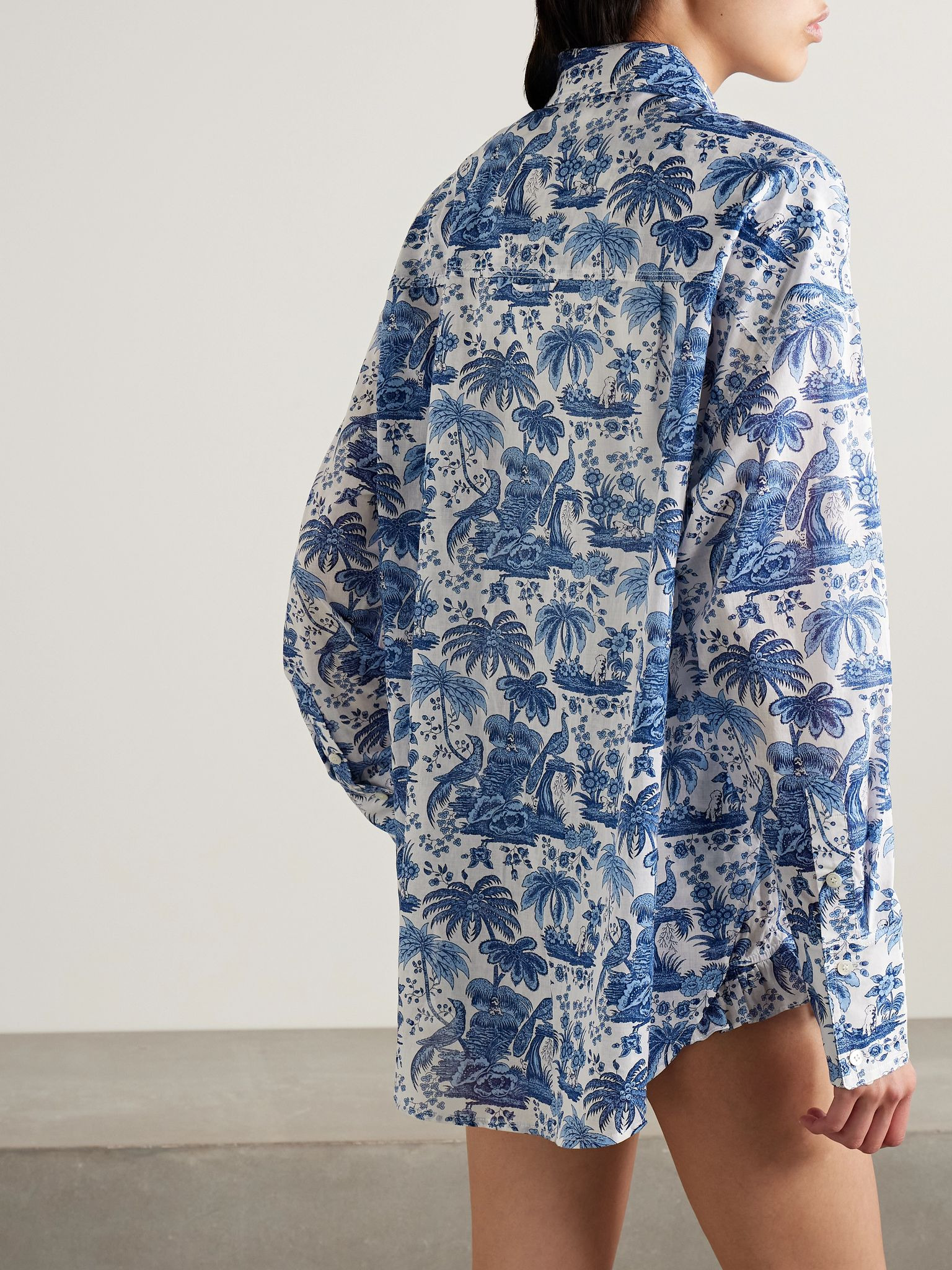 Colton printed cotton-voile shirt Blue - 4