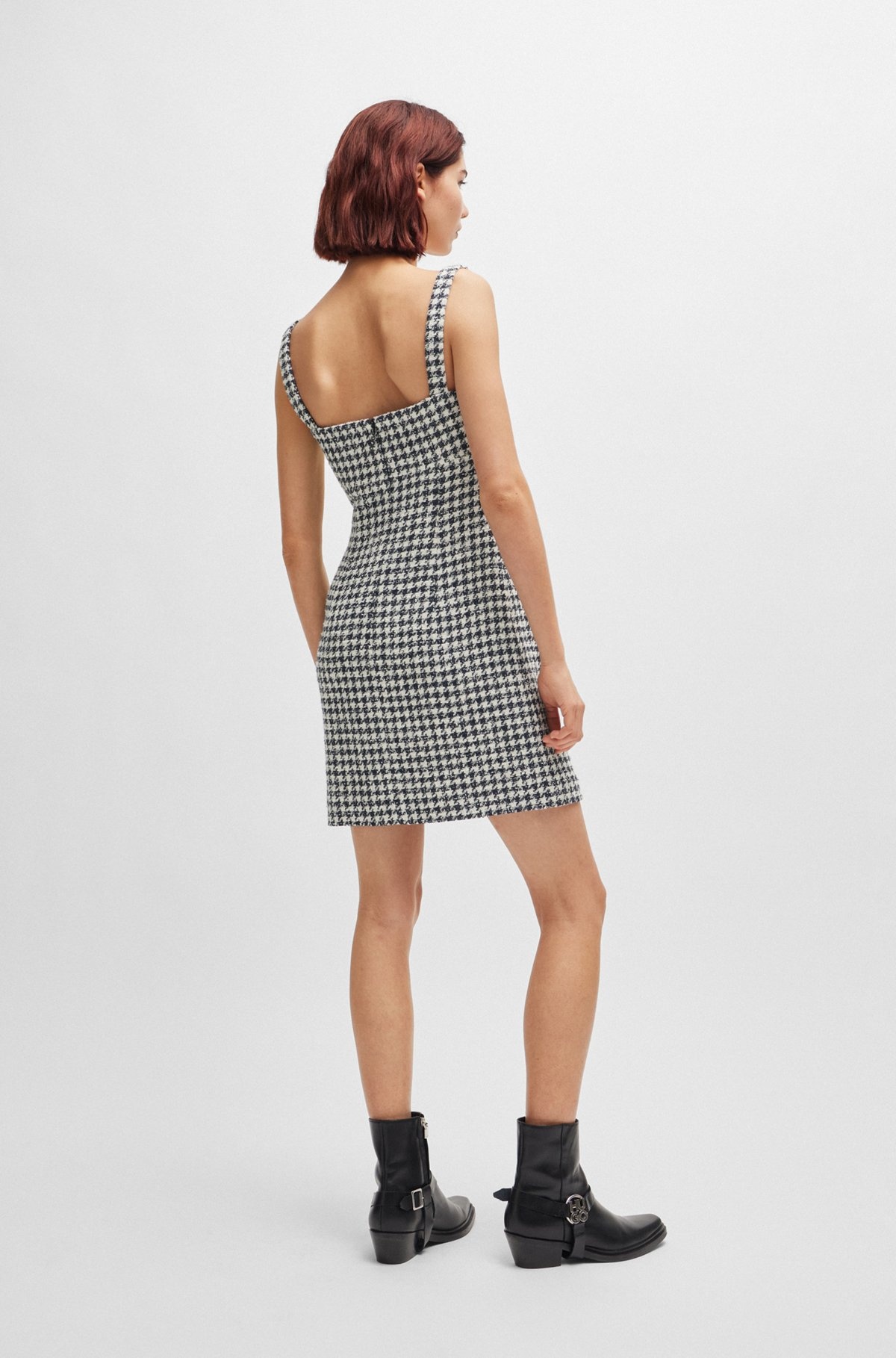 MINI DRESS WITH HOUNDSTOOTH PATTERN - 4