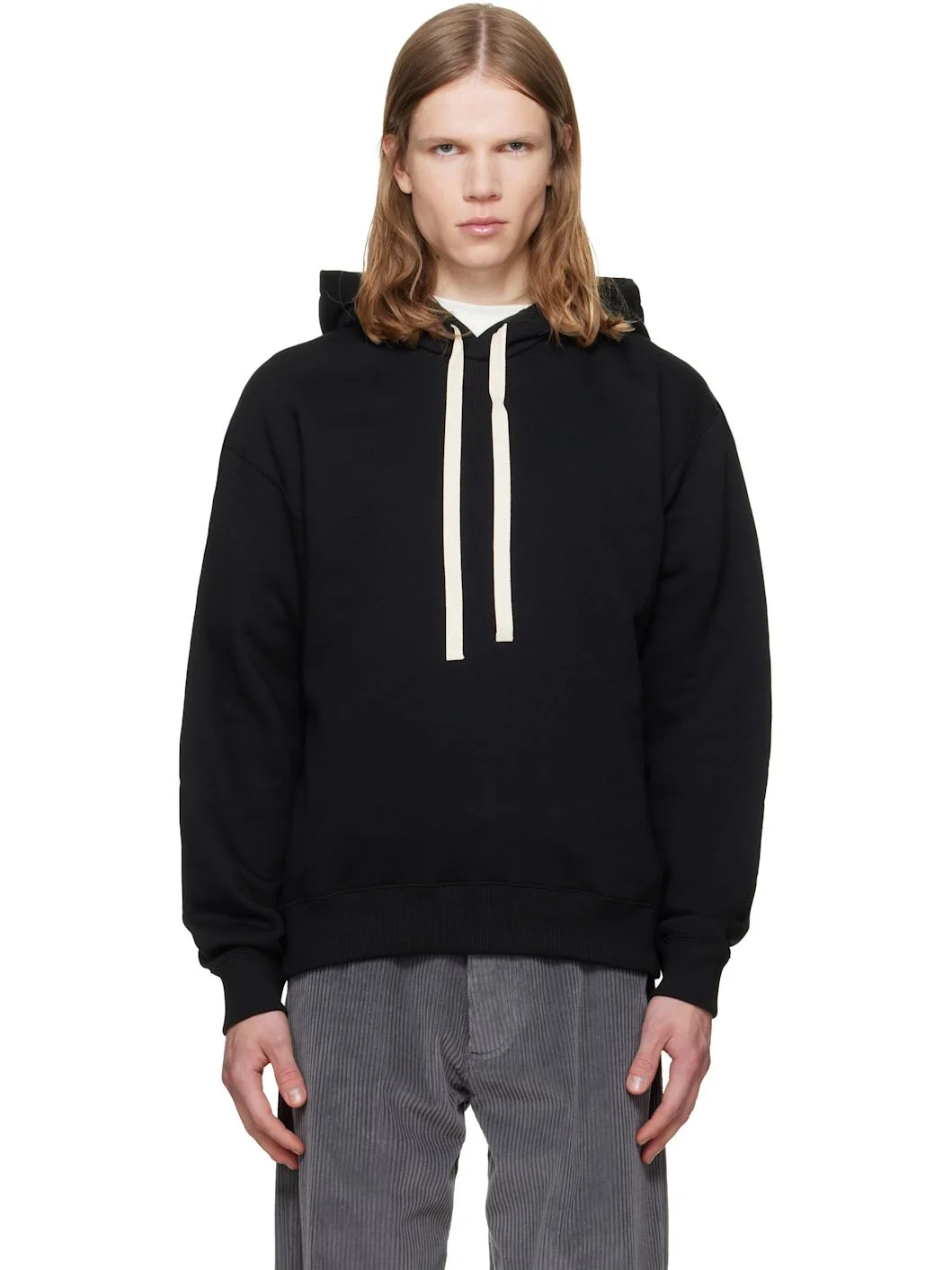 Black Cotton Hoodie - 1