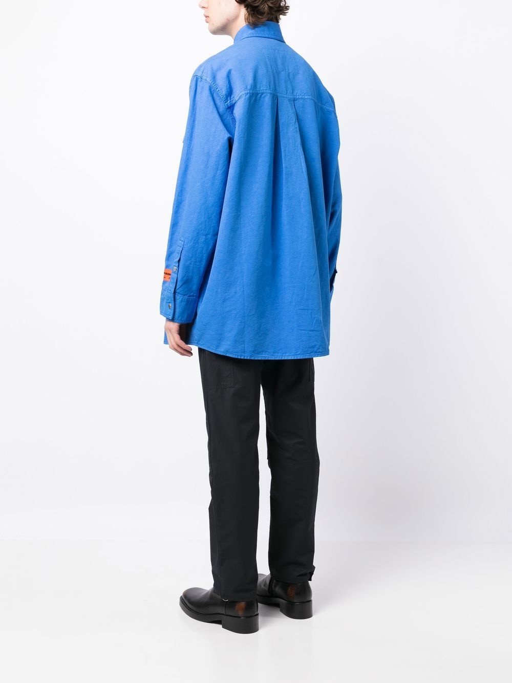 logo-patch button-up shirt - 4