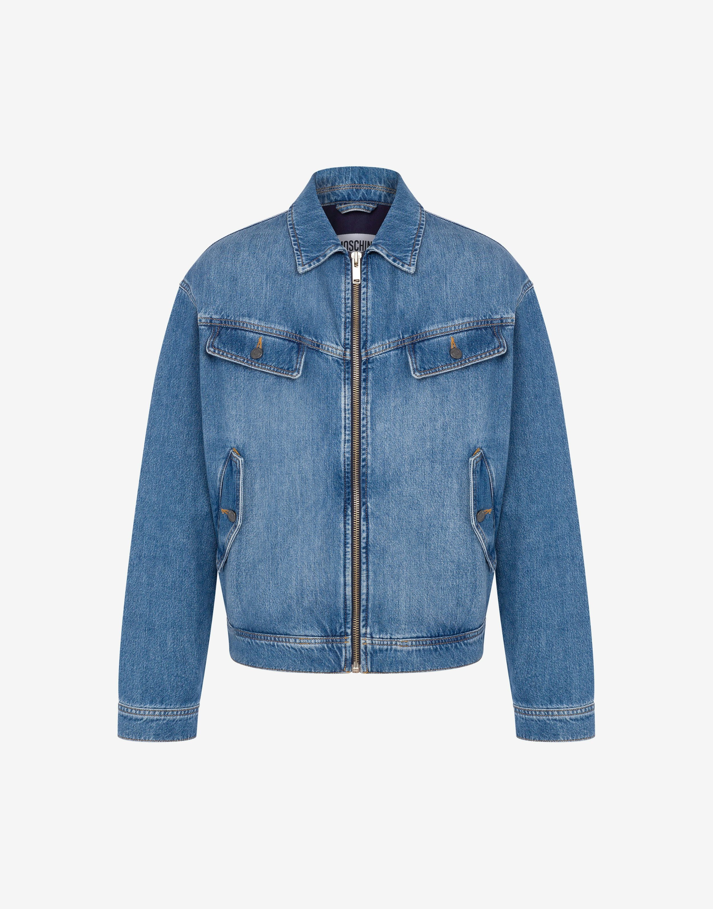 BLUE DENIM JACKET WITH ZIP - 1